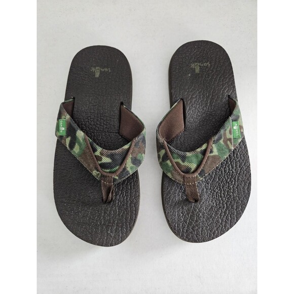 Sanuk Kids XL 3/4 Camo Recycled Material Flipflops - Picture 1 of 5